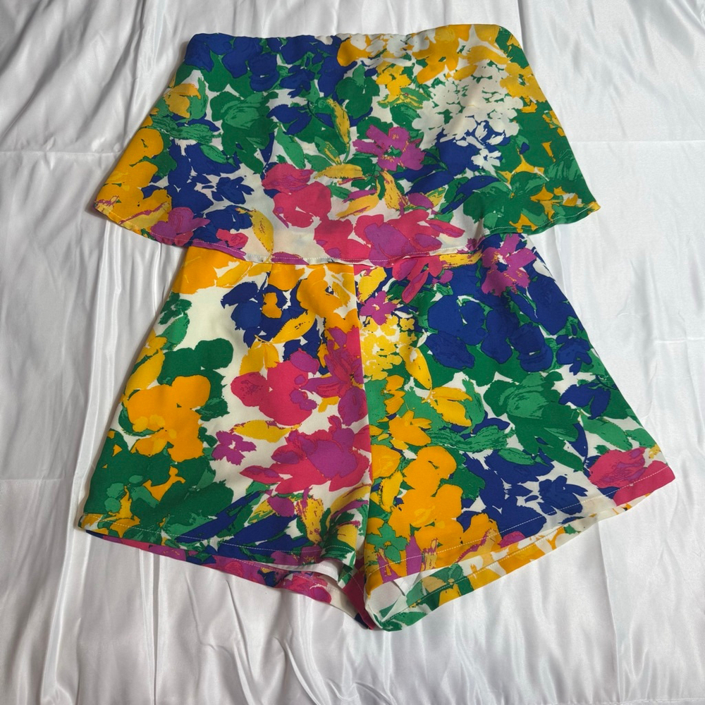 Women's SUGARLIPS Floral Romper S White Multicolor